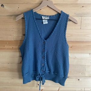 Vintage Monarch Knit blue sweater vest sleeveless top